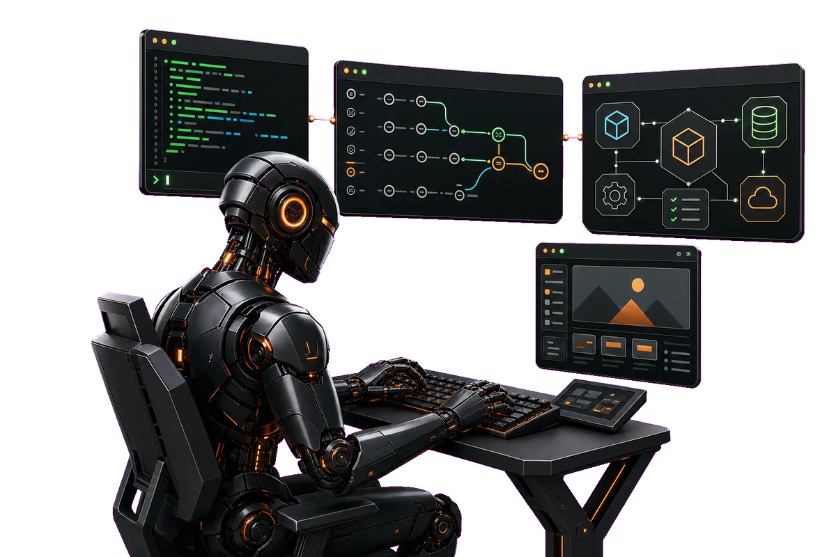 Agente de IA desenvolvendo com terminal, Git, arquitetura, testes e deploy
